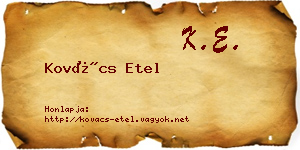 Kovács Etel névjegykártya